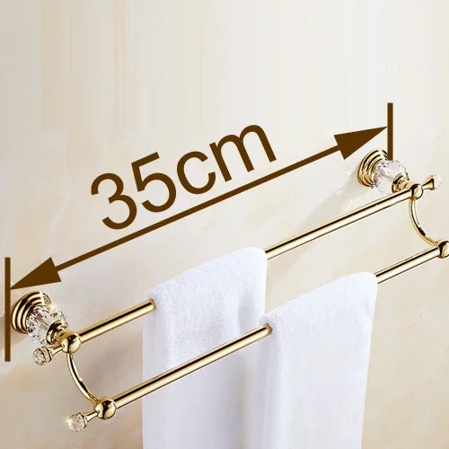 DecorBites™ Crystal Gold Double Towel Bar for Bathroom, 60cm Length