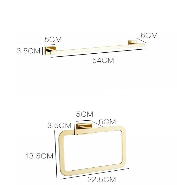 DecorBites™ Gold Towel Ranger: Brass Wall Mounted Bathroom Accessory Rack