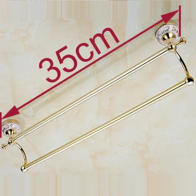 DecorBites™ 60cm Double Towel Bar with Ceramic Gold Finish for Bathroom Accessories.