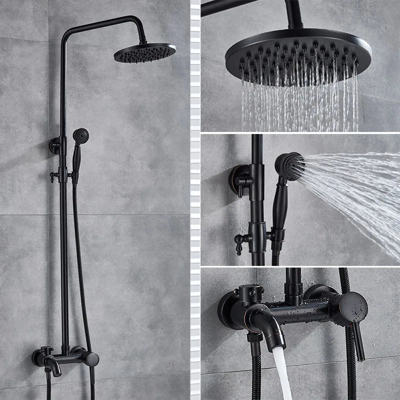DecorBites™ Gold Polish 8" Rain Shower System Wall Mounted Bathtub Faucet
