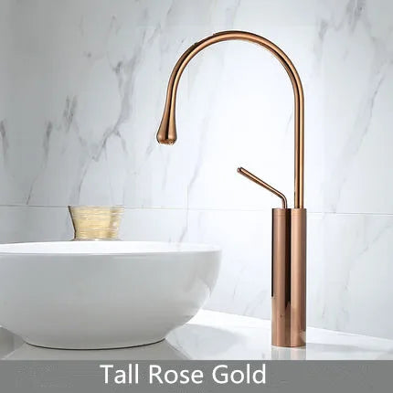DecorBites™ Brushed Gold Brass & Marble Bathroom Sink Faucet