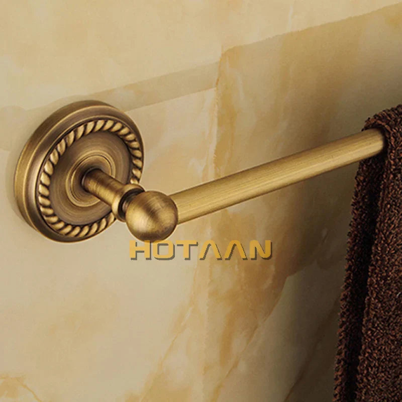 DecorBites™ Brass Bathroom Accessories Set, Robe Hook, Paper Holder, Towel Bar, Antique Finish