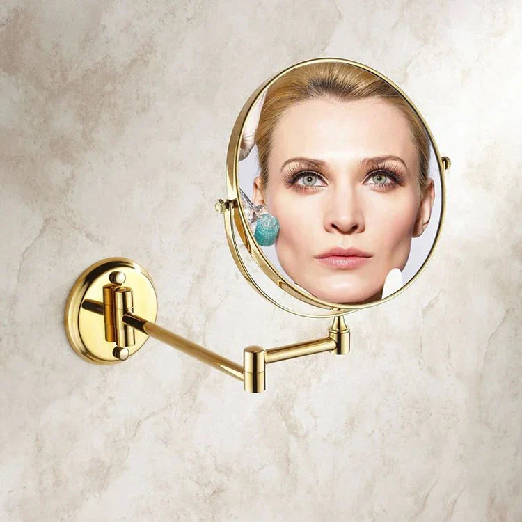 DecorBites™ 8" Round Brass Dual Makeup Mirror with 3X Magnification