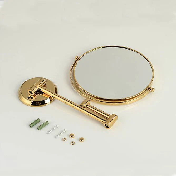 DecorBites™ 8" Round Brass Dual Makeup Mirror with 3X Magnification