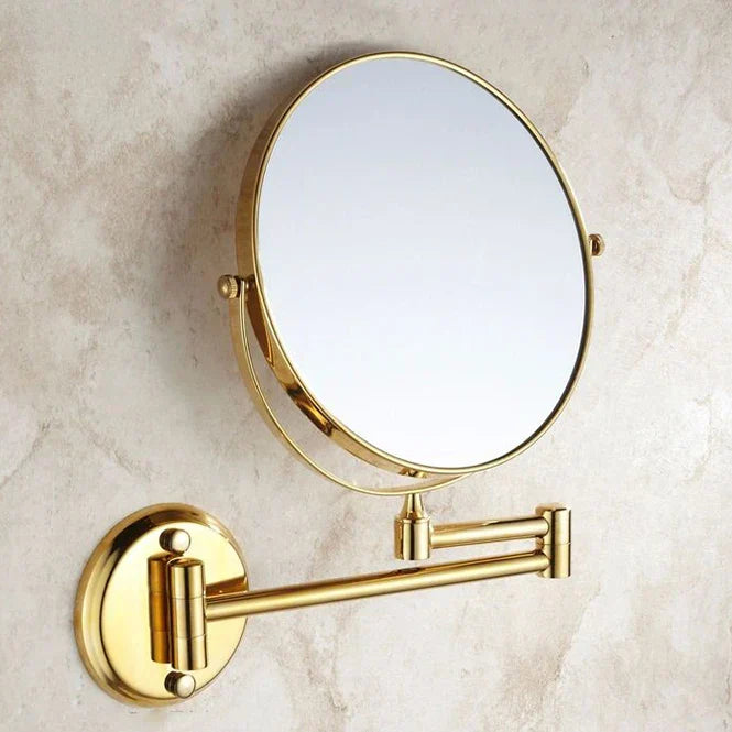 DecorBites™ 8" Round Brass Dual Makeup Mirror with 3X Magnification