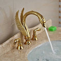 DecorBites™ Golden Swan Dual Handle Bathroom Faucet, Luxury Gold Finish Basin Tap
