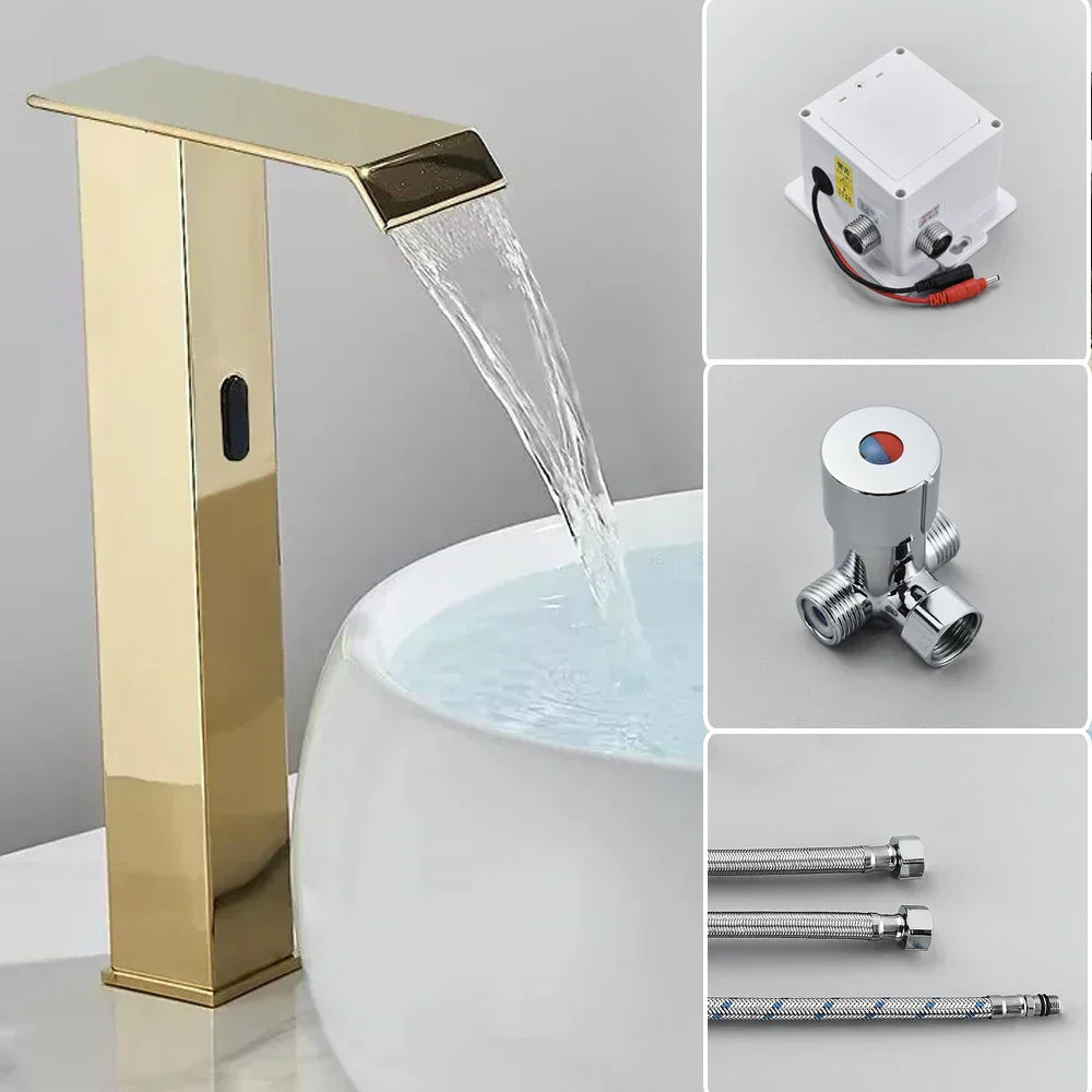 DecorBites™ Automatic Sensor Waterfall Basin Faucet - Touchless Bathroom Sink Tap