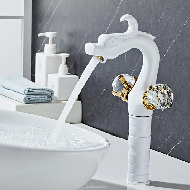 DecorBites™ Gold Crystal Double Handle Basin Faucet for Bathroom Sink Mixer Tap