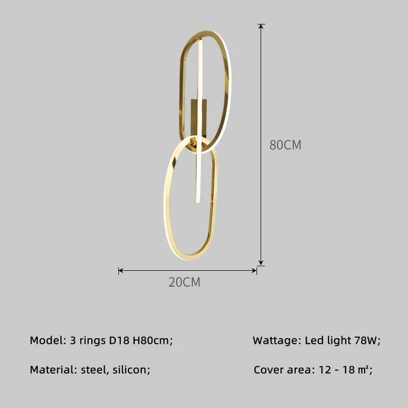 DecorBites™ Gold LED Wall Sconce Dimmable Lighting Fixture Polished Steel Modern Luminarias