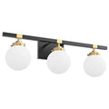 Tipace Mid Century Modern Bathroom Vanity Light Fixtures 3 Lights Milky White Glass Shades Black/Golden Bathroom Light Fixture(Exclude Bulb)