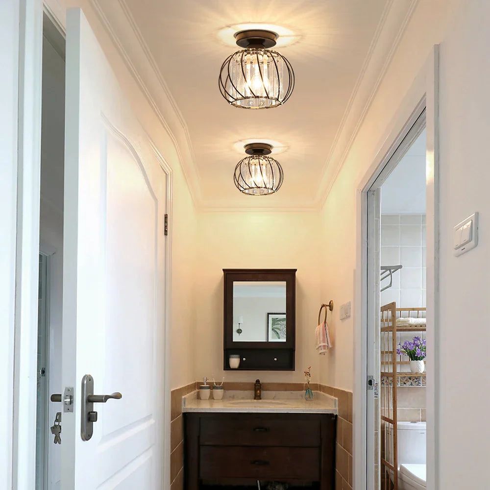 DecorBites™ Small Metal Cage Farmhouse Ceiling Light